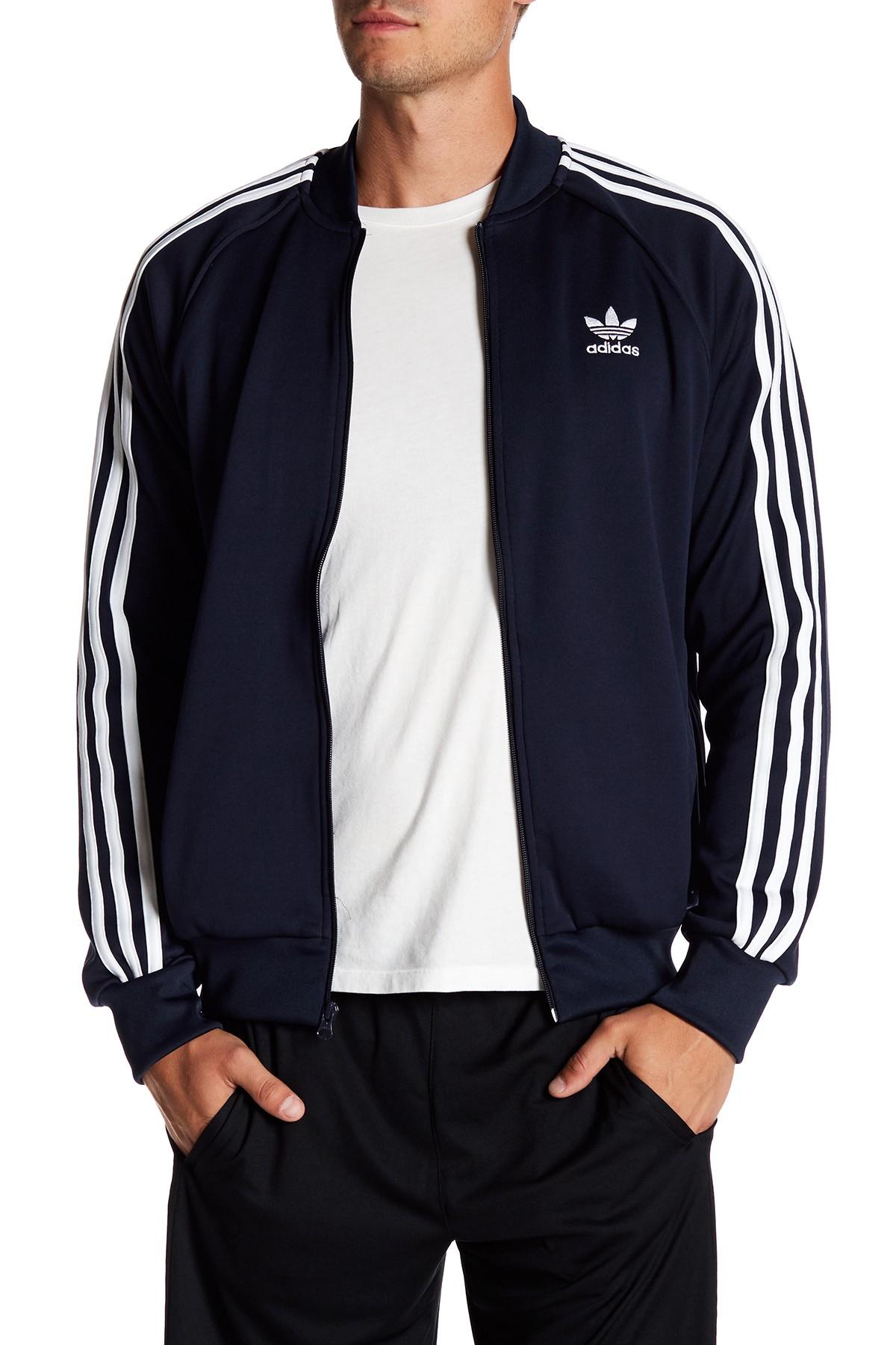 Lyst - Adidas Originals Shoulder Stripe Zip-up Jacket in Blue for Men